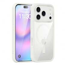 Juego de 3 piezas [1 funda para teléfono + 2 vidrios templados de alta definición] Nueva funda de lujo magnética anti-caída, compatible con iPhone 17 Air, 17 Pro Max, 17 Pro, 17, funda protectora transparente, funda magnética para teléfono, funda brillante para teléfono, funda magnética para teléfono con imanes - Blanco - Ver 2