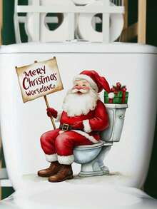 1pc Funny Santa Toilet Sticker Whimsical Santa Claus Toilet Lid Sticker PVC Self-Adhesive Toilet Lid Decal Christmas Festive Bathroom Decoration 9.84*11.81in/11.61*11.61in For Bathroom Toilet Cover Bedroom Living Room Dining Room Study Entrance Wall Decor Create A Christmas Holiday Atmosphere Make Room Decoration More Interesting Home Decor Christmas Decorations Wall Stickers Wall Sticker Stickers Christmas Decorations Home - Multicolor - View 13