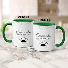 Minimalist Coffee Mug Start The Day Funny Phrase - Hijau - View 2