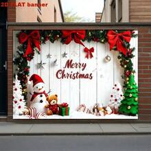 2D Fondo de tela plano de Navidad, 1 pieza de árbol de Navidad, muñeco de nieve, patrón de pared blanca, decoración de fiesta de Navidad, tela de fondo para cabina fotográfica, adecuada para decoración de fondo de fiesta interior - Tela de poliéster duradera, adecuada para decoración de pared navideña, pancarta de Feliz Navidad