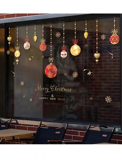 2 pezzi di decorazioni natalizie, adesivi statici per vetrine e porte di negozi, adesivi natalizi a forma di palla, adatti per feste, compleanni, Capodanno, decorazioni per la casa, piccoli regali, scambio di regali, vetrine di centri commerciali, San Valentino, forniture per vacanze