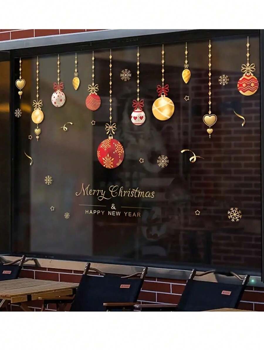 2 pezzi di decorazioni natalizie, adesivi statici per vetrine e porte di negozi, adesivi natalizi a forma di palla, adatti per feste, compleanni, Capodanno, decorazioni per la casa, piccoli regali, scambio di regali, vetrine di centri commerciali, San Valentino, forniture per vacanze