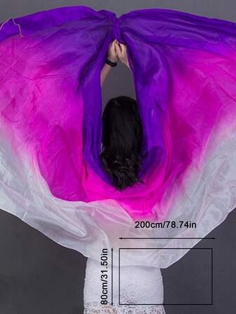 200*80CM Gradient Color Pashmina Hijabs Women Dancing Scarf Fashion Party Latin Belly Dance Performance Shawl Beach Headband