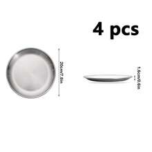 1-4-6-10-Piece Stainless Steel Dinner Plates, 6.6In 7.8In10.2In Round Kitchen Metal Dish Plates, Rust-Proof Camping Serving Plates For BBQ, Snack, Salad, Appetizer, Fruit,Cook