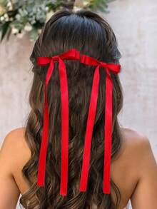 2pcs Ballet Style Long Ribbon Bow Hair Clip, Fashionable Hair Bows Cute Women Hair Accessory, Suitable For Daily Wear On Any Occasion Valentine's Day Valentines Hair Accessories For Women Claw Clips Hair Claws Hair Barrettes, School Stuff, Elegant, College, Hair Slide