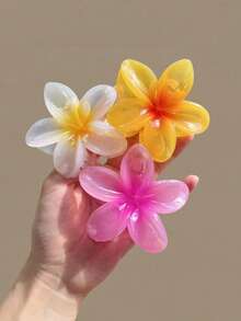 6pcs/1pc 7.3cm/2.87in White, Yellow, Pink, Blue, Purple, Orange Beach Hibiscus Flower Shaped Random Mixed Color Lightweight Plastic Hair Clips, Fashion Versatile High-End Elegant Simple Solid Color Hair Claws, Suitable For Daily Outing, Casual, Party, Commute, Beach Holiday, Ponytail, Bun, Face Washing, Makeup, Outfit Accessory Winter Hair Clutch Elegant Claw Clips Women Hair Accessories - Multicolor - View 17