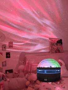 Aurora Wave LED Projector - 2-In-1 Northern Lights & Ocean Wave Night Lamp With Remote, 14 Vibrant Effects, Powered Via Supplied Cable, Ideal For Bedroom, Game Room, Home Theater Decor, Ambiance Lighting & Relaxation - cực quang - Xem 1