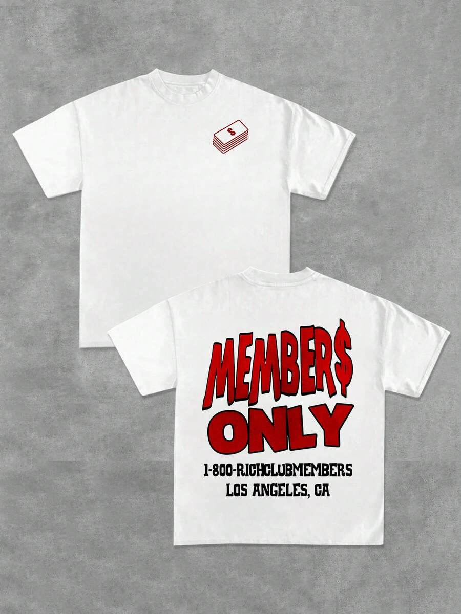 Stylish And Elite - Vibe Members - Only T - Shirt 220g Heavyweight 100% Cotton - 白色 - 查看 1