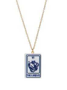 Sun, Moon, Stars And Heart Pendant Design Clavicle Chain Necklace - Gold - View 11