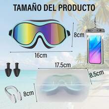 LEMONSEA Goggles Natación, Kit de Gogles Adulto Natacion 5 en 1, snatacion Mujer Hombre,  Natacion Con Tapones Oidos, Pinza Nasal, Bolsa Impermeable para Celurares y Gorro de Natación - Verdoso Negro - Ver 3
