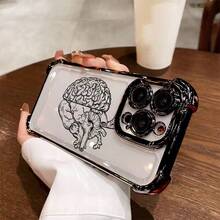 Una funda de teléfono diseñada con cerebro y corazón, elegante y simple, funda de protección creativa personalizada, a prueba de golpes y anti-caídas, resistente a la suciedad y duradera, adecuada para  17/17 Pro/17 Pro Max/17 Air/ 16/16 Pro/16 Pro Max/16 Plus/ 15/15 Pro Max/15 Pro/15 Plus/ 14/14 Pro/14 Plus/14 Pro Max/ 13/13 Pro/13 Pro Max/12/12 Pro/12 Pro Max/11/11 Pro/11 Pro Max/XR/X/XS/XS Max. Es el regalo de cumpleaños perfecto para novias, novios, esposos, esposas, amigos, o para uno mismo, innovador y a la moda, adecuado tanto para hombres como para mujeres, proporcionando una parte trasera transparente y suave para evitar caídas. - Transparente 1847 - Ver 7