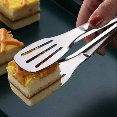 1PC Stainless Steel Food Tongs – Multi-Purpose Kitchen Tool For Grilling, BBQ, Cooking, Serving Steak, Bread, Salad, Family Dinner Supplies, Christmas Party Supplies