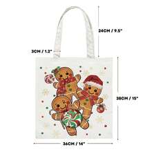 1 pièce/Multipack Sac fourre-tout en canevas Bonhomme en pain d'épices de Noël, sac à légumes, 36*38cm, pochette de rangement décorative saisonnière pour cuisine et salle à manger, cadeau