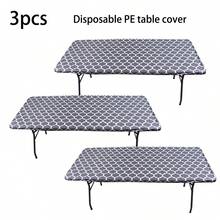 3pcs PE Plastic Table Cover 72 X 30 Inches, Suitable For 6ft Tables, Disposable Party Tablecloths, Rectangular Elastic Table Cover, Suitable For Indoor, Outdoor, Birthdays, Picnics, Camping, Vacations - Multicolor - View 14