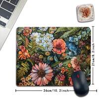 1 Blumen-Design Quadratische Mausunterlage, rutschfeste Gummibasis Büro Schreibtischunterlage, Größe 26 * 21 cm tragbar für Zuhause Computer Schreibtischunterlage, Gewicht 85g geeignet für Laptops, zufällig bedruckter Bereich