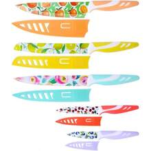 Knife Set, 10 - Piece Kitchen Knife Set Nonstick Coated With 5 Blade Guard, Multicolored Fruit Knives
