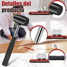 Martillo De Goma, Martillo Mazo Goma, Mazo De Goma Doble Cara Suelos, Estacas De Tienda, Carpintería, Camping (16 Onzas) - 1 - Ver 2