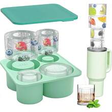 Bandeja para Cubitos de Hielo Compatible con  Cup 2025,Moldes de Silicona para Cubitos de Hielo con Tapa para Hacer 3 Cubos de Hielocilíndricos Huecos, Bebida de Hielo, Zumo, Whisky, Cóctel. - 4 - Ver 13