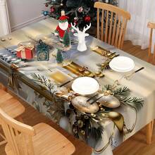 1/20 buc. Față de masă de Crăciun, lumânări aurii clasice de lux, față de masă cu model de globuri de Crăciun albe, decor de atmosferă de Crăciun, potrivit pentru stilul de Crăciun, potrivit pentru utilizare în interior și exterior, bucătărie de acasă, decorare masă și decorare cină, cadouri pentru familie și prieteni