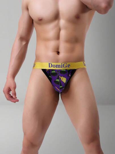 DomiGe 1 件性感内衣，紫色万圣节服装连帽斗篷印花，露背男士内衣，万圣节派对男士丁字裤