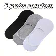 5 Pairs Of Men's Breathable Invisible Boat Socks - Non-Slip, No Heel Drop, Moisture-Wicking, Lightweight With Arch Support And Cushioning Insoles, Pure Black And White Suitable For Spring And Summer, Casual And Formal Wear - Comfortable Wear All Day