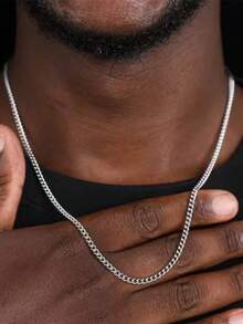 3mm Men's Cuban Chain Necklace Simple Stainless Steel Necklace Fashion Titanium Steel Jewelry Accessories Gift