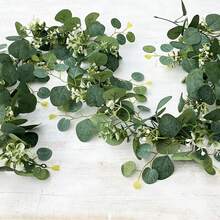 1/2/4 piezas, 70 pulgadas/5.9 pies Corona artificial de eucalipto con respiración de bebé, corona floral falsa de respiración de bebé verde, adecuada para Pascua, decoración del Día de la Madre, decoración de habitación, decoración de dormitorio, decoración de fiesta de boda, decoración de camino de mesa, decoración de cortinas, decoración de baño, decoración del hogar