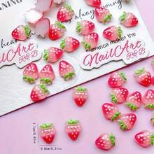 20/50/100pcs Fruit Strawberry Design Nail Art Decorations, DIY For Hair Clips And Phone Cases, Suitable For Spring And Summer - Manicure Strawberry - View 2