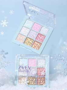 Bảng phấn mắt 9 màu họa tiết bông tuyết lấp lánh - tông xanh dương và vàng, hiệu ứng lấp lánh và tự nhiên, hoàn hảo cho trang điểm hàng ngày và dự tiệc. Thích hợp làm quà tặng sinh nhật, ngày Valentine, dự tiệc rave. Món quà tuyệt vời nhất! - Nhiều màu - Xem 5