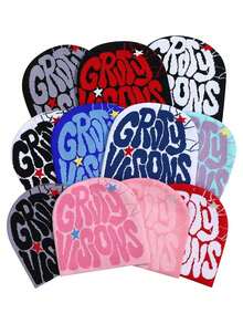 1pc Outdoor Warm Solid Color Knit Visor Beanie Hat, Suitable For Daily Wear And Skiing Fall Outfit - Red - View 9