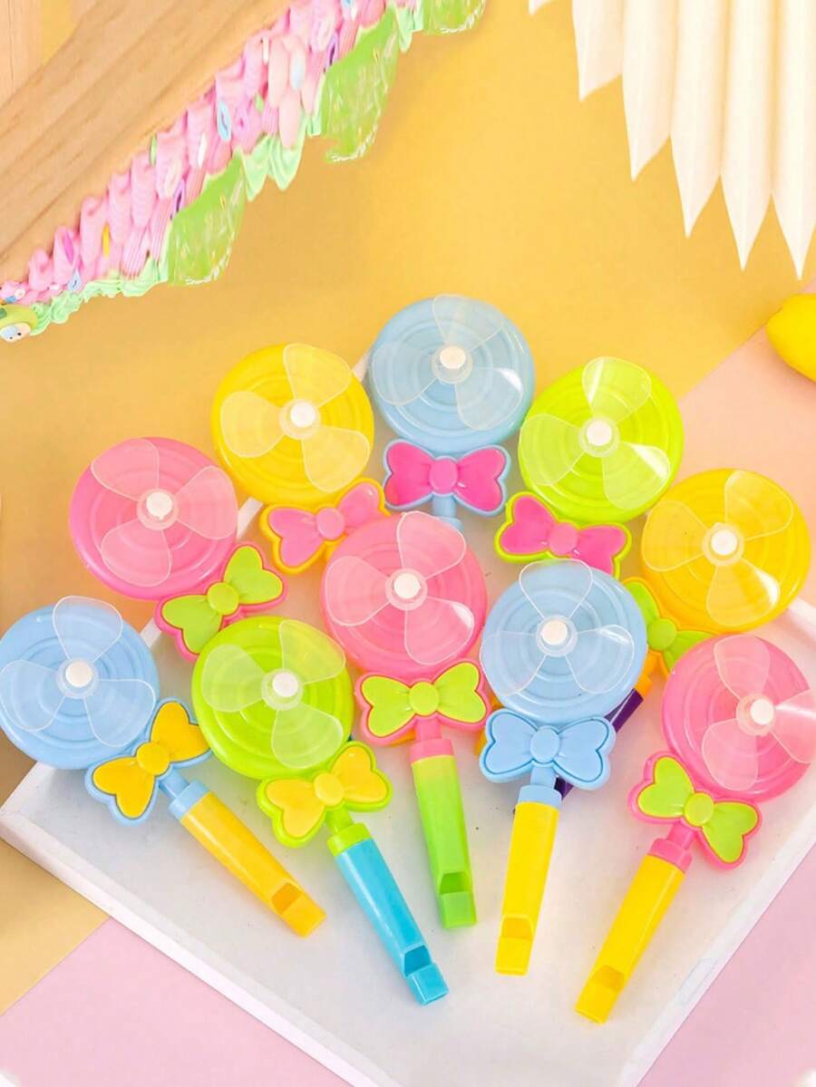 20个彩色风车哨子派对小礼物，长12厘米/4.72英寸，宽6.5厘米/2.56英寸。趣味游戏道具，增添派对气氛。派对用品小玩具，加油助威小玩意，糖果哨子，风车，彩色风车裁判哨，响亮运动哨，适合户外活动。 - 彩色 - 查看 1