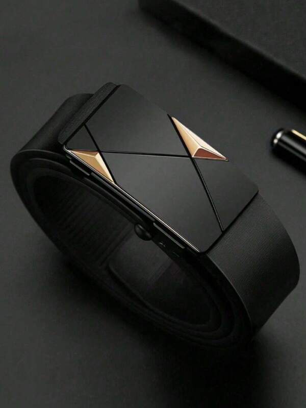 Men's Fashion Gun Black Automatic Buckle, Casual Full Belt Suitable For Daily Wear, As A Gift For Men, Young And Middle-Aged Men Business And Leisure Belt Work Holiday Gift Valentine's Day Suitable For Teen Summer Casual Outdoor Athletic Or Vacation Travel Or Graduation Gifts Or Birthday Dress Accessories Or Daily Wear