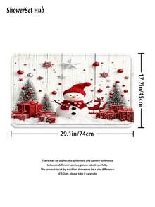 1/3/4pcs Snowflake Snowman Christmas Shower Curtain Bathroom Set ,Waterproof And Wear-Resistant Accessories,With 12 Hooks - Includes Toilet Seat Cover, Bath Mats, And Rugs - Non-Slip Polyester Fabric - Washable - Perfect For Holiday Decor,Home/Bedroom/House/Western Decor, - Multicolor - View 9