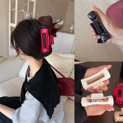 1pc/2pcs Soft Silicone Non-Slip Large Hair Claw Clips, Suitable For Thick Hair, French Style Hair Accessories For Autumn/Winter