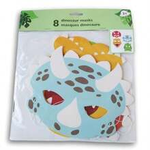 2025 Máscaras de papel de dinosaurio para fiestas y manualidades, 8 unidades, color blanco - como en la foto - Ver 3