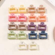 10pcs Random Mixed Color Cute Beaded Hair Clips, Morandi Square Pearl Small Clips, Elegant Matte Finish Hair Clips For Bangs, Everyday Casual Wear Fall Hair Accessories Elegant Claw Clips Winter Hair Claws Fashion Hair Clutch - Multicolor - View 3