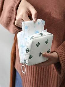 1 Pc Super Cute Portable Cartoon Female Sanitary Napkin Storage Bag, Ladies And Girls Menstrual Sanitary Napkin Bag, Large Capacity Storage Sanitary Napkin For Coins, Cosmetics, Tissues And Other Small Items, Suitable For Ladies Business Travel, Travel, Students Back To School