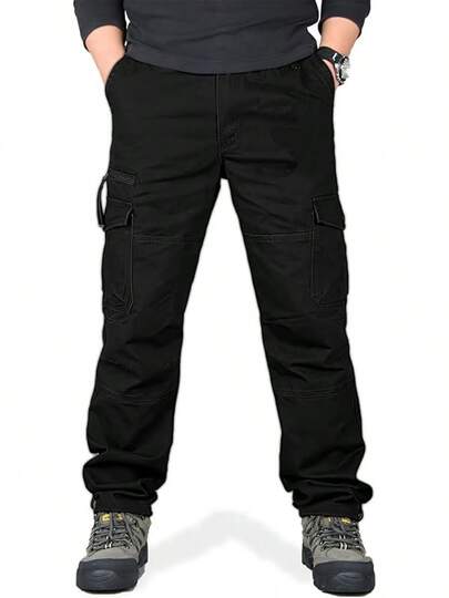 UYBNBVD Pantalón Trabajo Tácticos Industrial Hombre Elástico,Pantalones de Hombre Cargo Multibolsillos Holgado 100% Algodón,para Senderismo