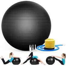 Pelota de Pilates, Pelota de Yoga, Pelota para Ejercicio Deporte de Equilibrio Equipo de Anti Estallido, 65 Pelota Pilates de Resistencia estática con Bomba, Antideslizante pelota yoga para Embarazo/Pilates/Yoga/Fitness/ Ejercicios Abdominales - 1 - Ver 8