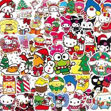 Cartoon 50-100PCS Sanrio Christmas Hello Kitty Kuromi Stickers Notebook Water Cup Mobile Phone Shell Refrigerator Luggage Stickers Gift Sticker