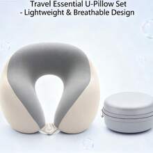 U-Shaped Neck Pillow-The Portable Neck Support Essential For Students, Office Workers, Drivers, And Travelers. Removable And Washable. Minimalist Design. Memory Foam Material. Lightweight And Portable-The Top Choice For Airplane Pillows. Adds Comfort To Your Journey. Soft And Comfortable For Daily Home Use. The Ultimate Travel Companion. - 灰白 - 查看 3