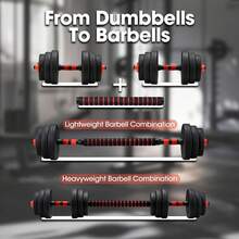 Par de Mancuernas 2 en 1 Multiuso, Múltiples Opciones 10/15/20/30/40Kg, para Entrenamiento de Ejercicio en el Gimnasio en Casa, Set Pesas y Mancuernas Pesas con Barra de Ajustables - 10 kg - Ver 9