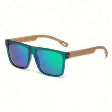 Men's Full Frame Imitation Bamboo Wood Grain Square Glasses, Non-Prescription Glasses Suitable For Daily And Formal Occasions, Ideal Gift For Father's Day, Birthday, Anniversary - Modern Exquisite Appearance, Fashionable Accessories, Comfortable Fit,  Style, Professional Wear - 黑框紅色 - 查看 6