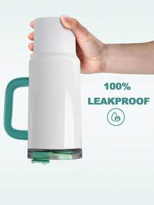 40 Oz Tumbler With Handle And Straw, 100% Leakproof Insulated Tumbler With Lid And Flexible SoftSip Straw, Cup Holder Friendly Insulated Stainless Steel Travel Mug For Iced Coffee, Tea, Hot And Cold Drink - Tay cầm màu trắng + xanh lá cây - Xem 6