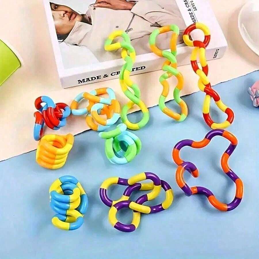 6 món đồ chơi cảm giác Tangles Fidget - Đồ chơi xoắn và giảm căng thẳng, phù hợp cho người lớn, bé trai và bé gái để thư giãn, giảm lo âu, giảm căng thẳng, xoắn, xích và quà tặng tiệc nhỏ, trở lại trường, đồ dùng học tập - Nhiều màu - Xem 1