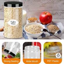 PeacePeo Plastic Jars With Lids, 16 Pcs 32 OZ Large Plastic Storage Jars With Black Leakproof Lids Cylinder Plastic Storage Container Jar Reusable Clear Empty Jars For Home And Kitchen Organizing - ColorI - 查看 3