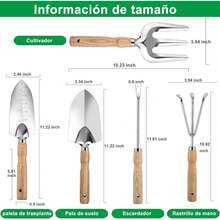 Jardineria Herramientas, Juego de 5 Herramientas para Jardín, Pala, Tenedor, Rastrillo Herramientas para Jardinería, Kit de Herramientas de Jardinería Resistentes de Acero Inoxidable - 1 - Ver 4