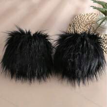 Áo khoác tay ngắn bằng lông nhân tạo dành cho nữ, thời trang để mặc hàng ngày - màu đen - Xem 7