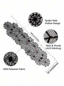 1 pezzo di Tappetino da tavola/Tovaglia nera a ragnatela per feste orrore di Ognissanti, tavolo da pranzo, decorazione del camino, Natale