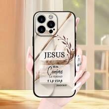 Simple Jesus is the Way Truth and Life John 146 Print All-Black Phone Case for Phone17 Pro MAX/11/12/13/14/15/15 Pro/15 Plus/15 Pro Max/X/XS Max/XR/11 Pro/12 Pro/13 Pro/14 Pro/12 Mini/13 Mini/11 Pro Max/12 Pro Max/13 Pro Max/14 Pro Max/14 Plus/6/6s/6 Plus/7/8/16 Pro/16 Plus/16 Pro Max  Galaxy A54/A14/A12/A13/A15/A32/A33/A24/A52S/S20/S21/S22/S23/S24/S23 Plus/S24 Ultra/S25/A15/A33/A23 Android phone case, essential for daily commuting, MagSafe support, less yellowing, Halloween gift, Virgin Mary Day sticker image UV printing, Independence Day gift, Christmas wallpaper image UV printing, Valentine's Day gift, Birthday gift for friends and family - Negro - Ver 7